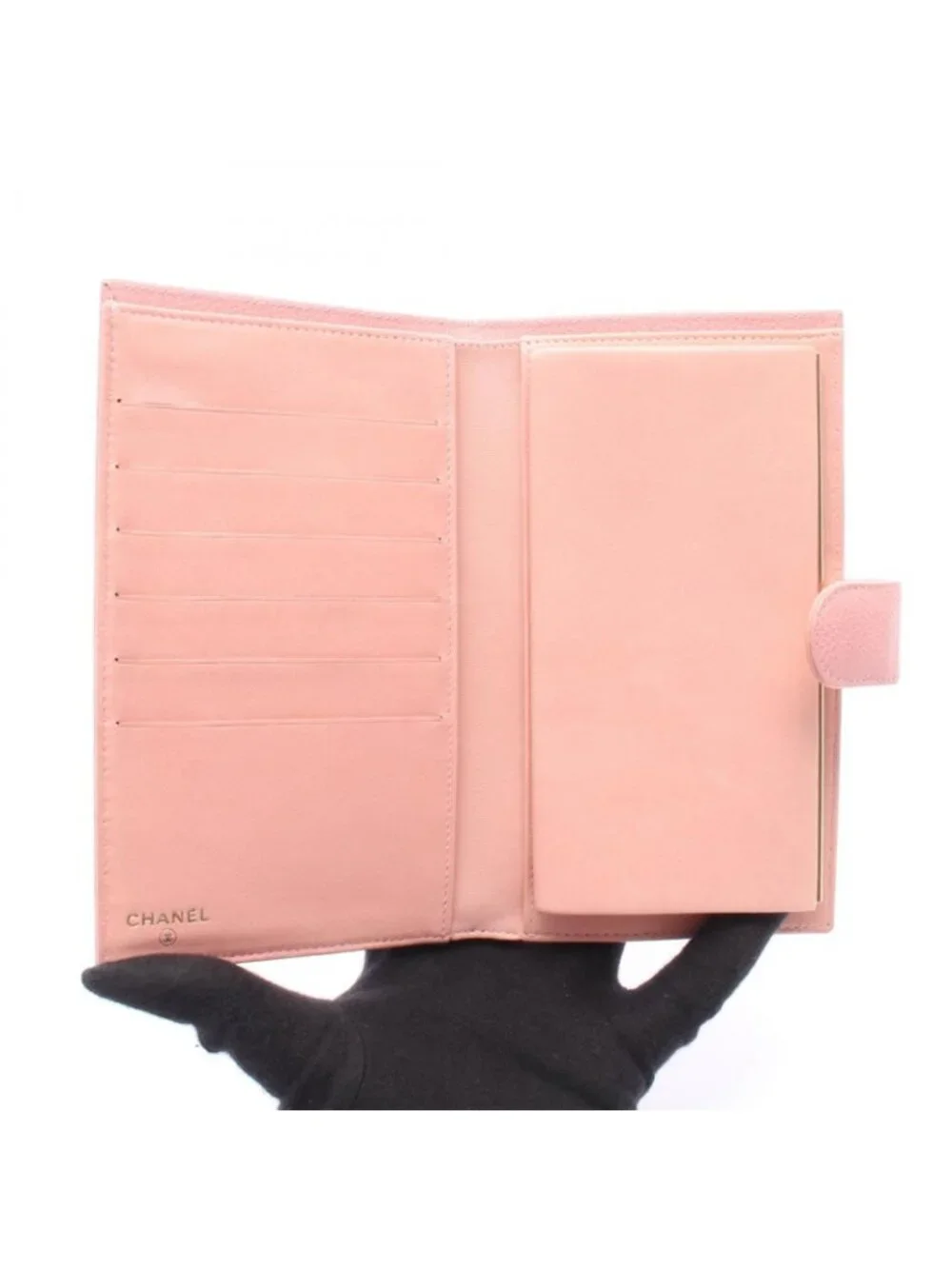Chanel Bifold Wallet CC Logo Pink Caviar Leather CC Kiss Lock